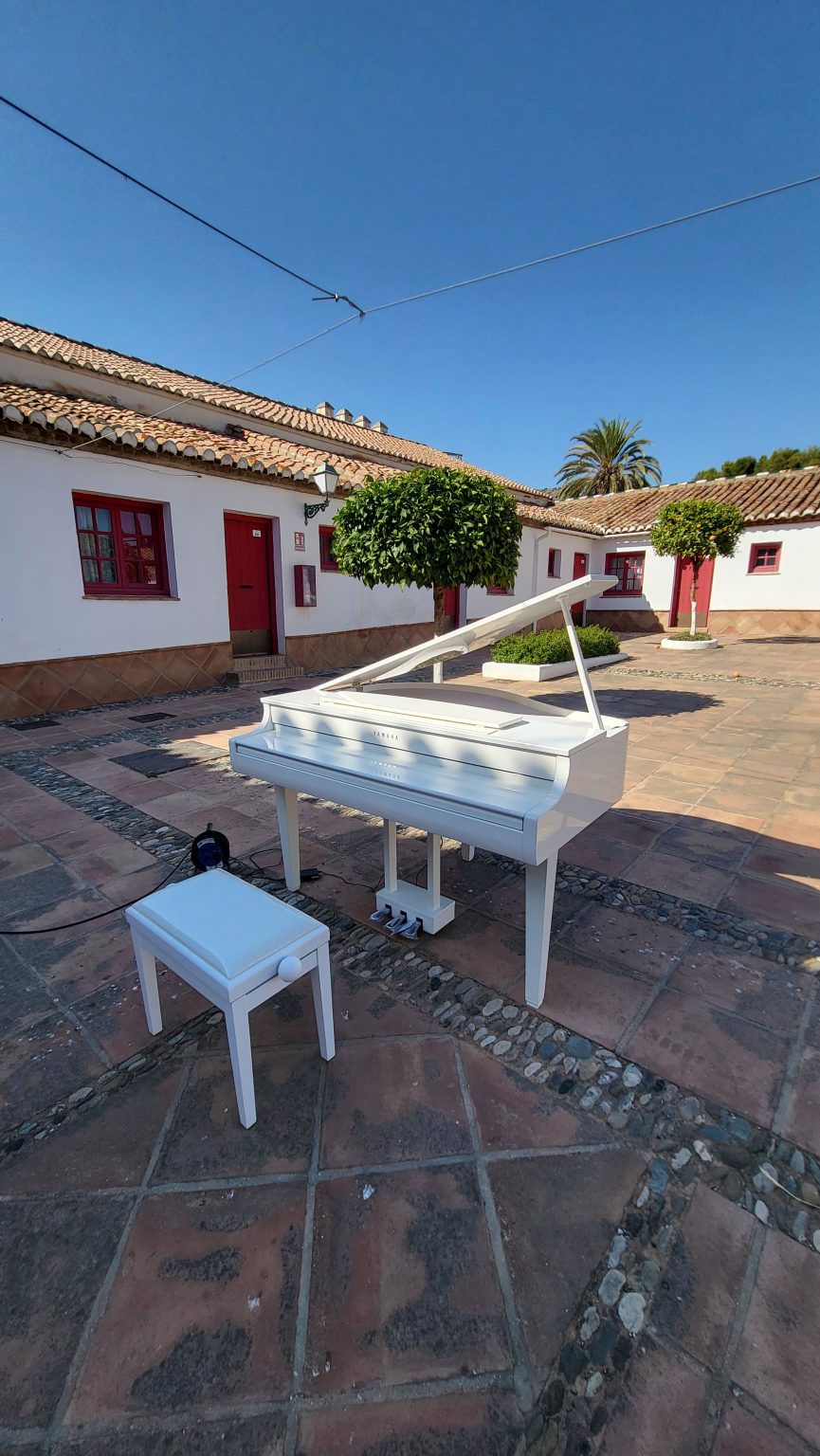 piano de cola blanco