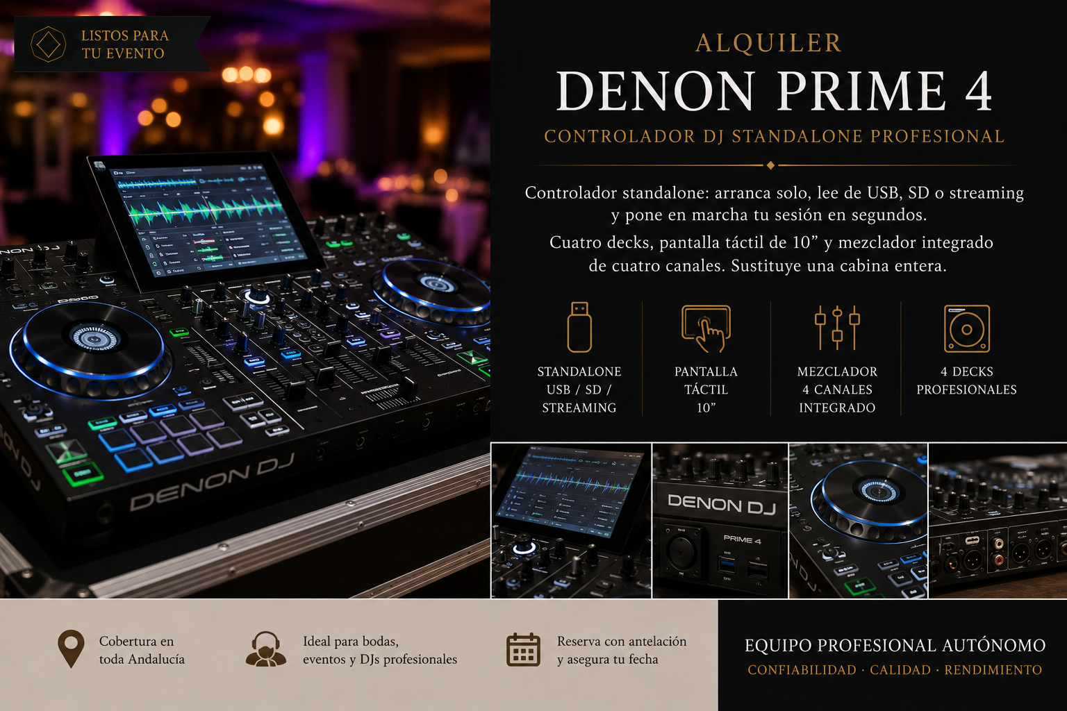 alquiler denon prime 4